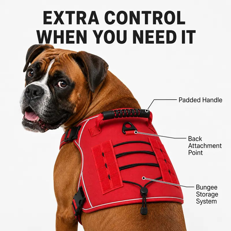 HELETY Tactical Dog Harness Set - Adjustable No-Pull Reflective Mesh & Polyester, Control Handle, Plush Corduroy Leash, Portable Water Bottle, Leather Bow Tie Collars for Small to Large Dogs, Escape-Proof Cat Safety Breakaway Design