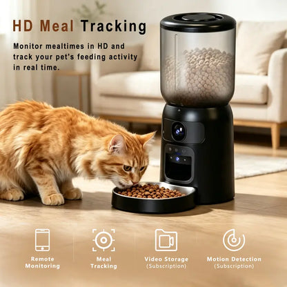 Taleboss Smart Automatic Cat Feeder with HD Camera, 5L Capacity, Laser Toy, App Control, Night Vision, Dual Band Wi-Fi, and Two-Way Audio
