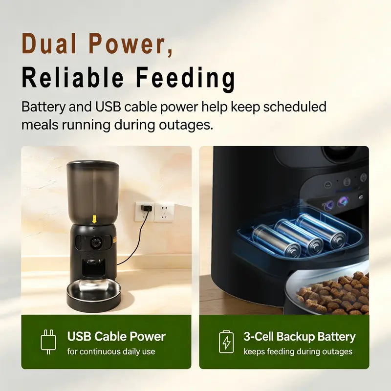 Taleboss Smart Automatic Cat Feeder with HD Camera, 5L Capacity, Laser Toy, App Control, Night Vision, Dual Band Wi-Fi, and Two-Way Audio