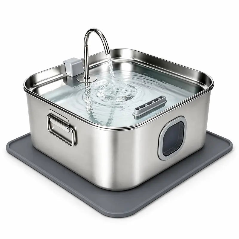 Sohochic 12L 304 Stainless Steel Automatic Pet Water Fountain for Dogs and Cats, High-Capacity Dispenser with LED Indicator, Silent Pump, Multi-Pet Drinking Tray, Includes Filter Set