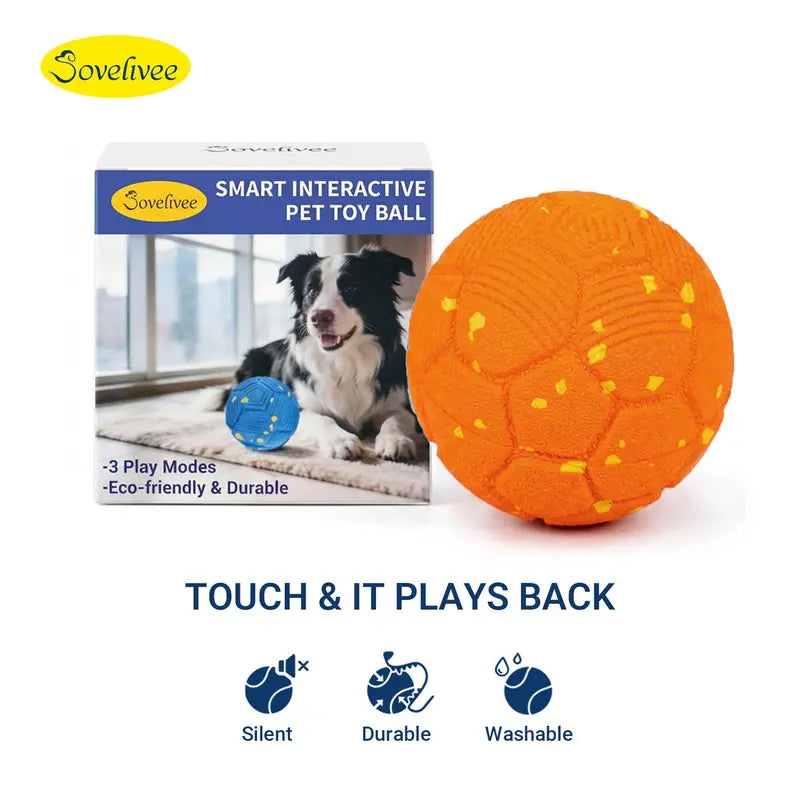 Sovelivee Interactive Plaid Dog Ball - Motion-Activated Automatic Chew Toy, USB Rechargeable, Silent Mode, Durable Design for Indoor Exercise and Boredom Relief