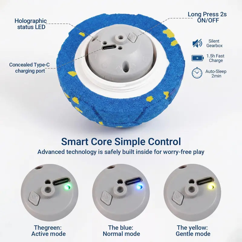 Sovelivee Interactive Plaid Dog Ball - Motion-Activated Automatic Chew Toy, USB Rechargeable, Silent Mode, Durable Design for Indoor Exercise and Boredom Relief