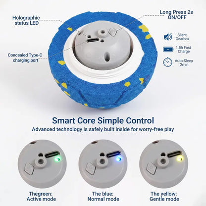 Sovelivee Interactive Plaid Dog Ball - Motion-Activated Automatic Chew Toy, USB Rechargeable, Silent Mode, Durable Design for Indoor Exercise and Boredom Relief