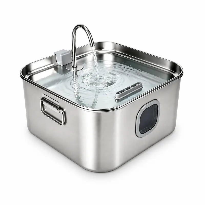 Sohochic 12L 304 Stainless Steel Automatic Pet Water Fountain for Dogs and Cats, High-Capacity Dispenser with LED Indicator, Silent Pump, Multi-Pet Drinking Tray, Includes Filter Set