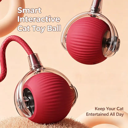 Smart Interactive USB-Rechargeable Rolling Cat Toy Ball - Light-Up, Adjustable Quiet Mode, Durable and Non-Toxic with Replaceable Wavy-Texture Shell, 8-Color Indoor Hunting Toy with Bird Sound Automation
