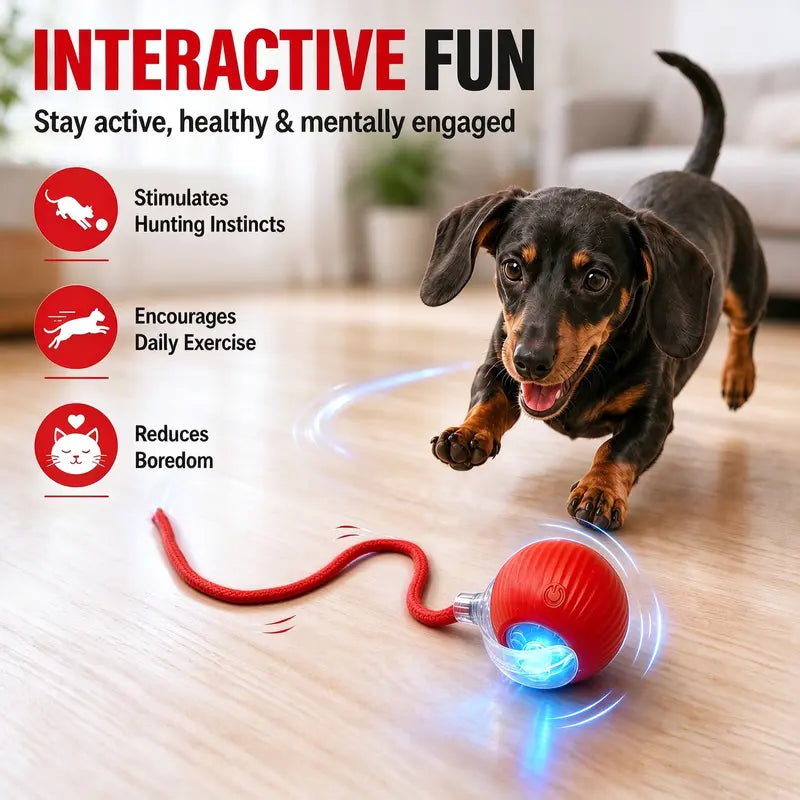 Smart Interactive USB-Rechargeable Rolling Cat Toy Ball - Light-Up, Adjustable Quiet Mode, Durable and Non-Toxic with Replaceable Wavy-Texture Shell, 8-Color Indoor Hunting Toy with Bird Sound Automation