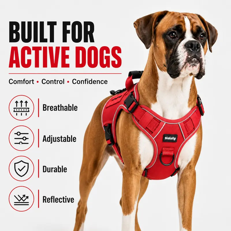HELETY Tactical Dog Harness Set - Adjustable No-Pull Reflective Mesh & Polyester, Control Handle, Plush Corduroy Leash, Portable Water Bottle, Leather Bow Tie Collars for Small to Large Dogs, Escape-Proof Cat Safety Breakaway Design