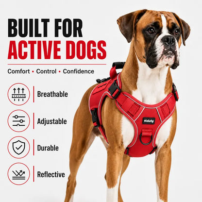 HELETY Tactical Dog Harness Set - Adjustable No-Pull Reflective Mesh & Polyester, Control Handle, Plush Corduroy Leash, Portable Water Bottle, Leather Bow Tie Collars for Small to Large Dogs, Escape-Proof Cat Safety Breakaway Design