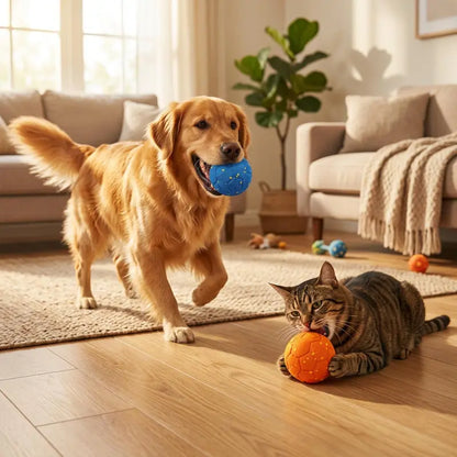 Sovelivee Interactive Plaid Dog Ball - Motion-Activated Automatic Chew Toy, USB Rechargeable, Silent Mode, Durable Design for Indoor Exercise and Boredom Relief