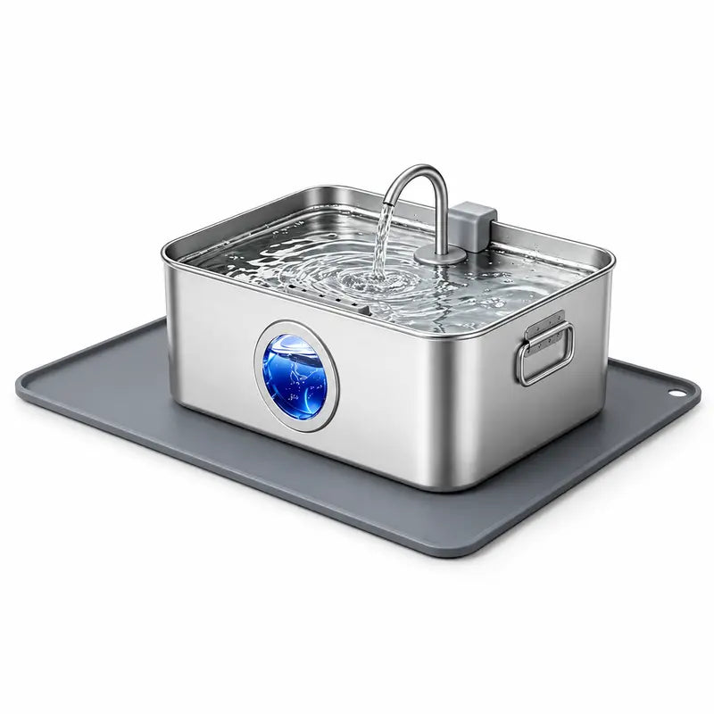 Sohochic 12L 304 Stainless Steel Automatic Pet Water Fountain for Dogs and Cats, High-Capacity Dispenser with LED Indicator, Silent Pump, Multi-Pet Drinking Tray, Includes Filter Set