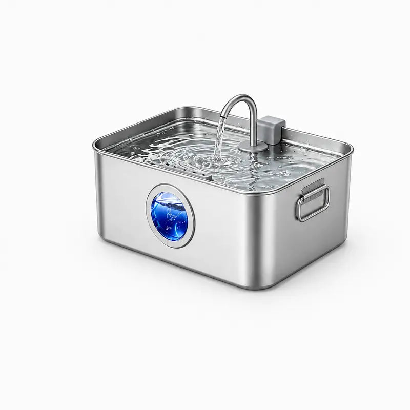 Sohochic 12L 304 Stainless Steel Automatic Pet Water Fountain for Dogs and Cats, High-Capacity Dispenser with LED Indicator, Silent Pump, Multi-Pet Drinking Tray, Includes Filter Set